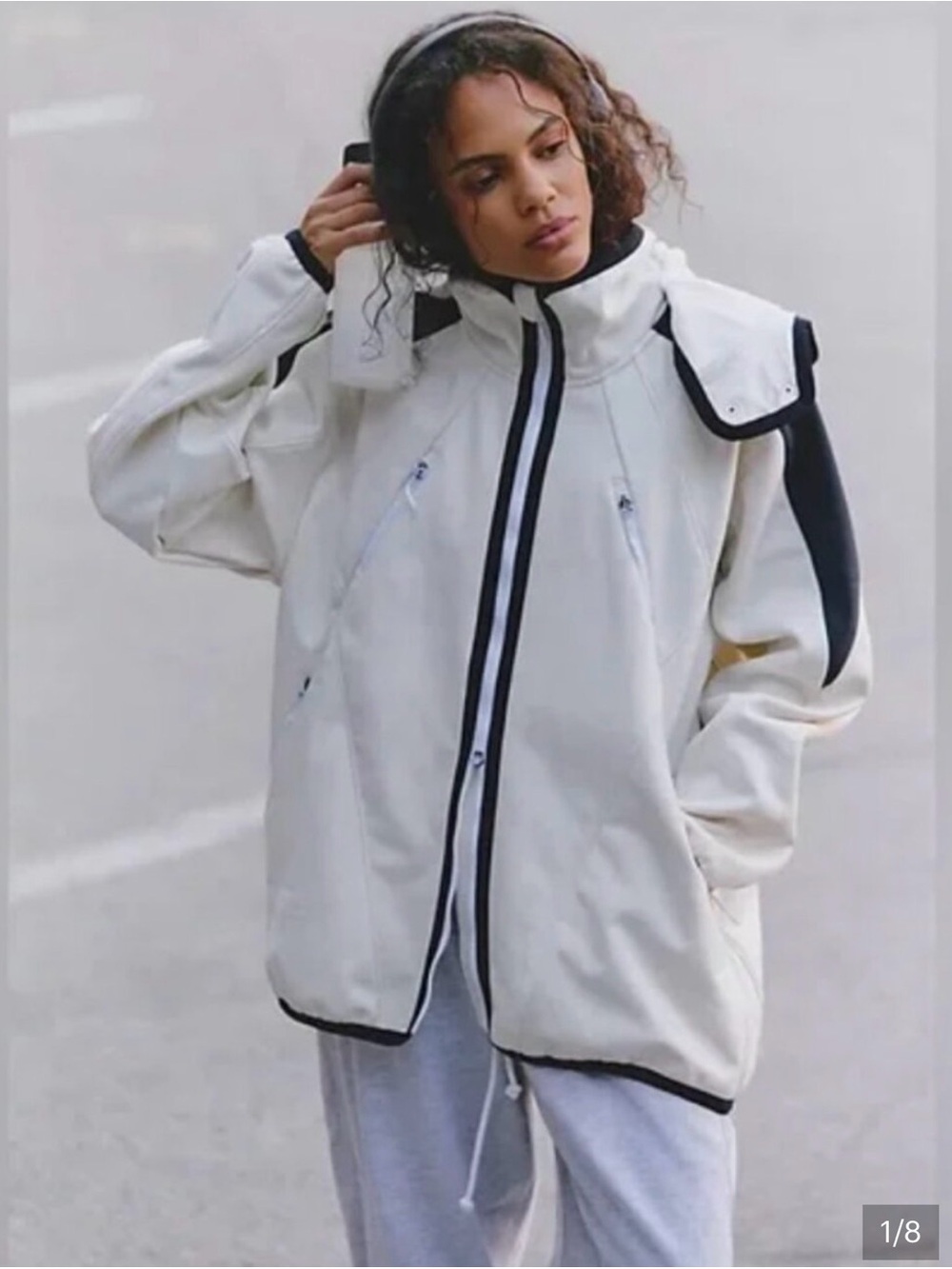 Free People White Ski Jacket with Black Trim